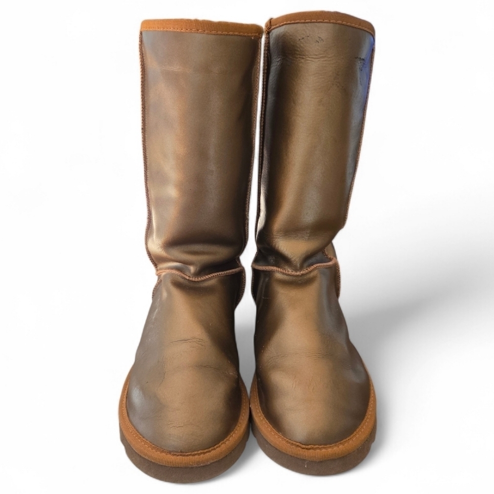 UGG Leather Classic Tall Metallic Sheepskin Bronze Gold Women's Boots Size 10W